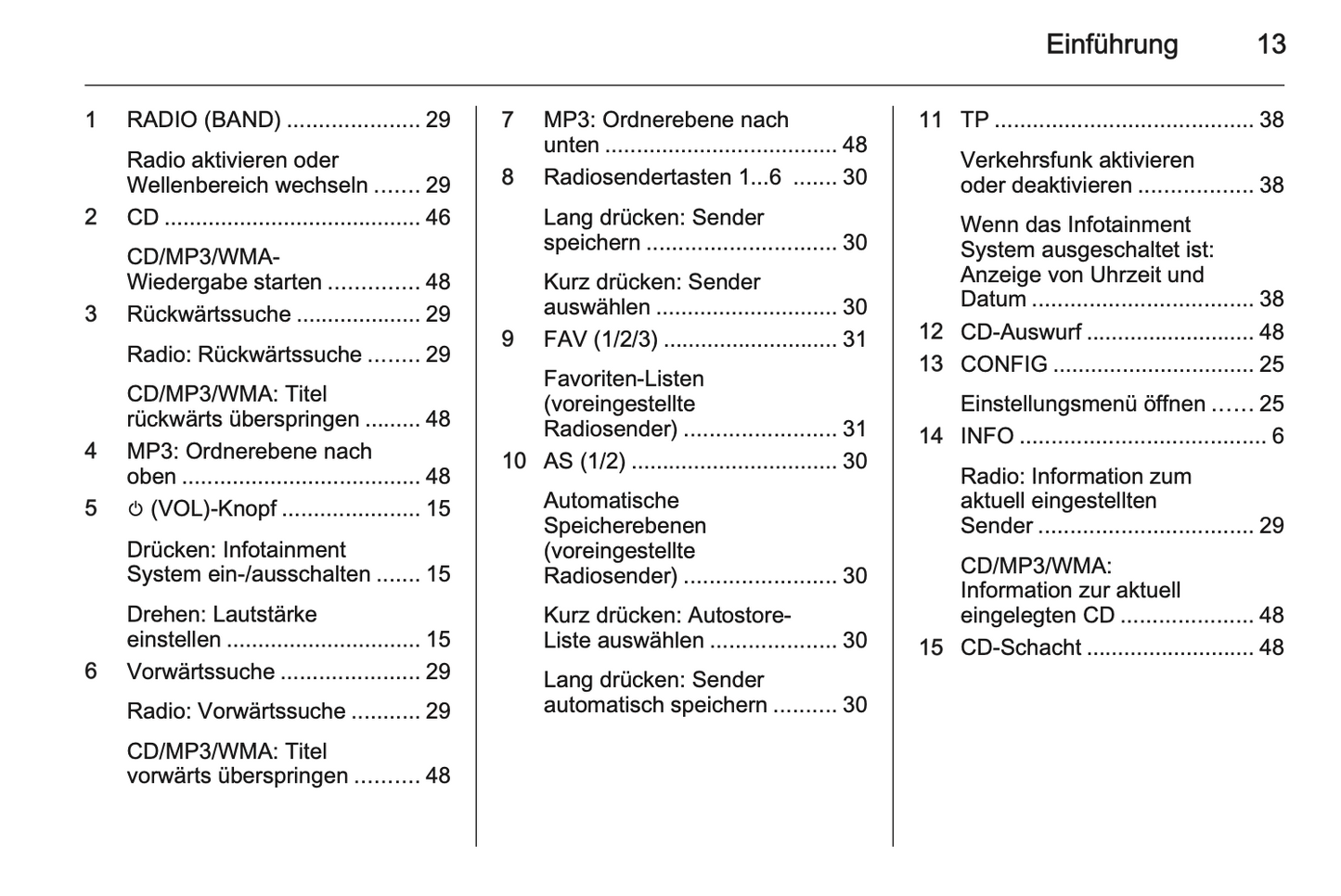 2012 Opel Zafira Tourer Infotainment-Handbuch | Deutsch