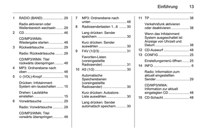 2012 Opel Zafira Tourer Infotainment-Handbuch | Deutsch