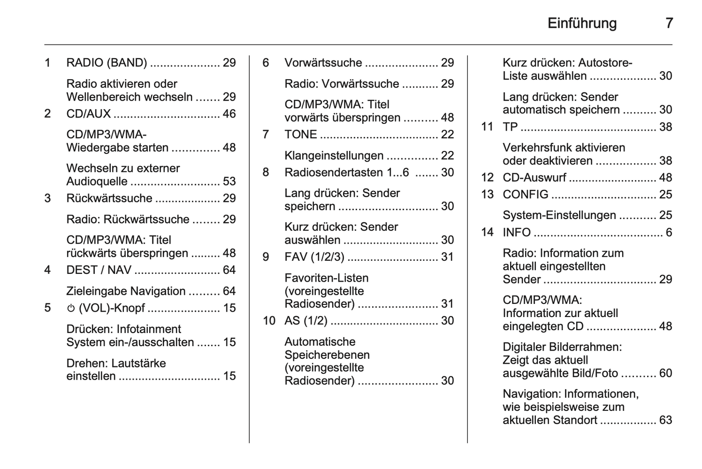 2012 Opel Zafira Tourer Infotainment-Handbuch | Deutsch