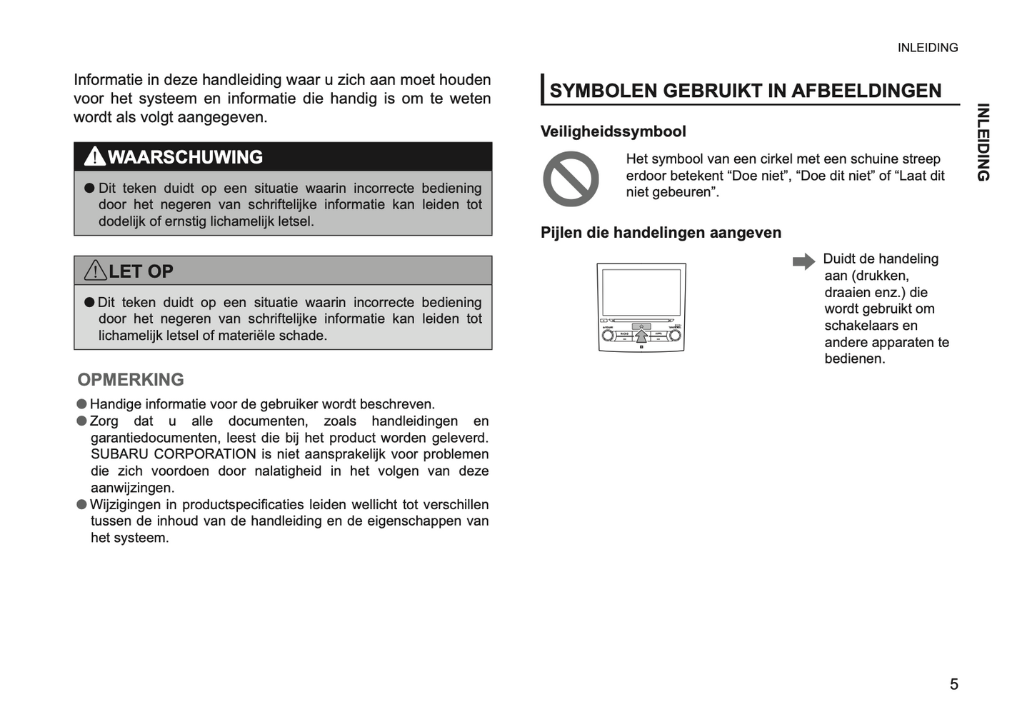 2019 Subaru XV Infotainment Supplement Handleiding | Nederlands