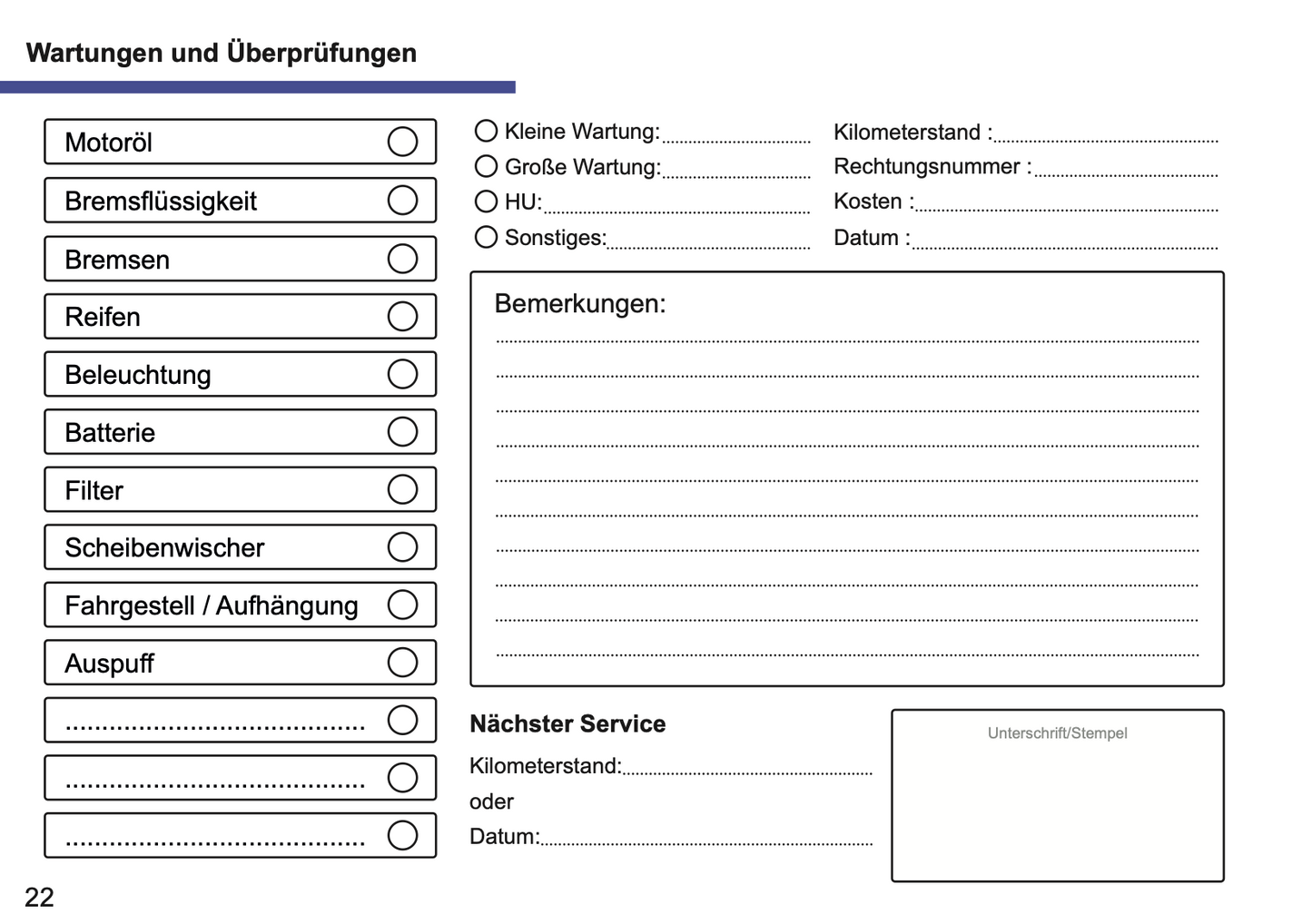 BMW Maintenance Book | German