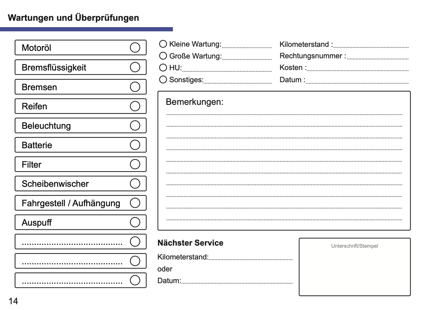 Ford Maintenance Book | German