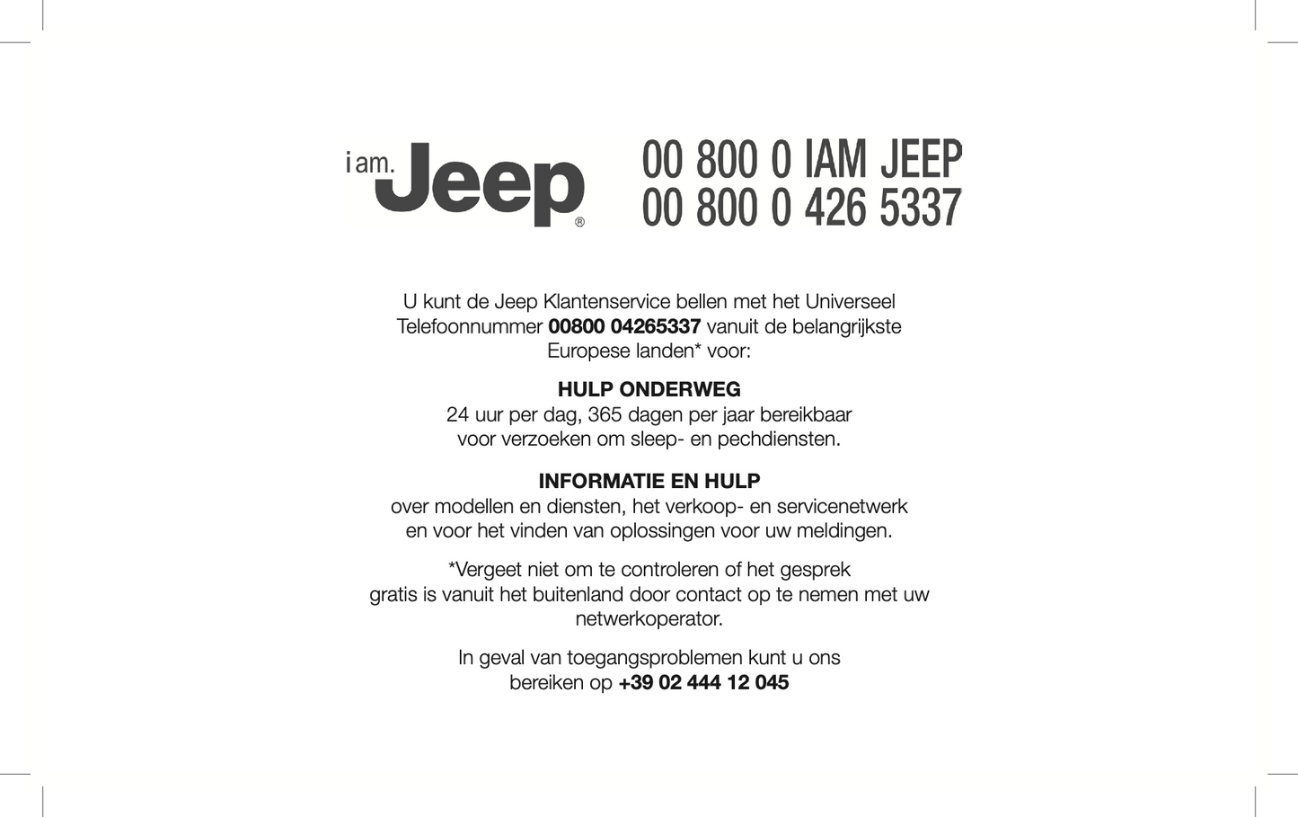 2020-2021 Jeep Compass Garantie en Diensten Boek | Nederlands