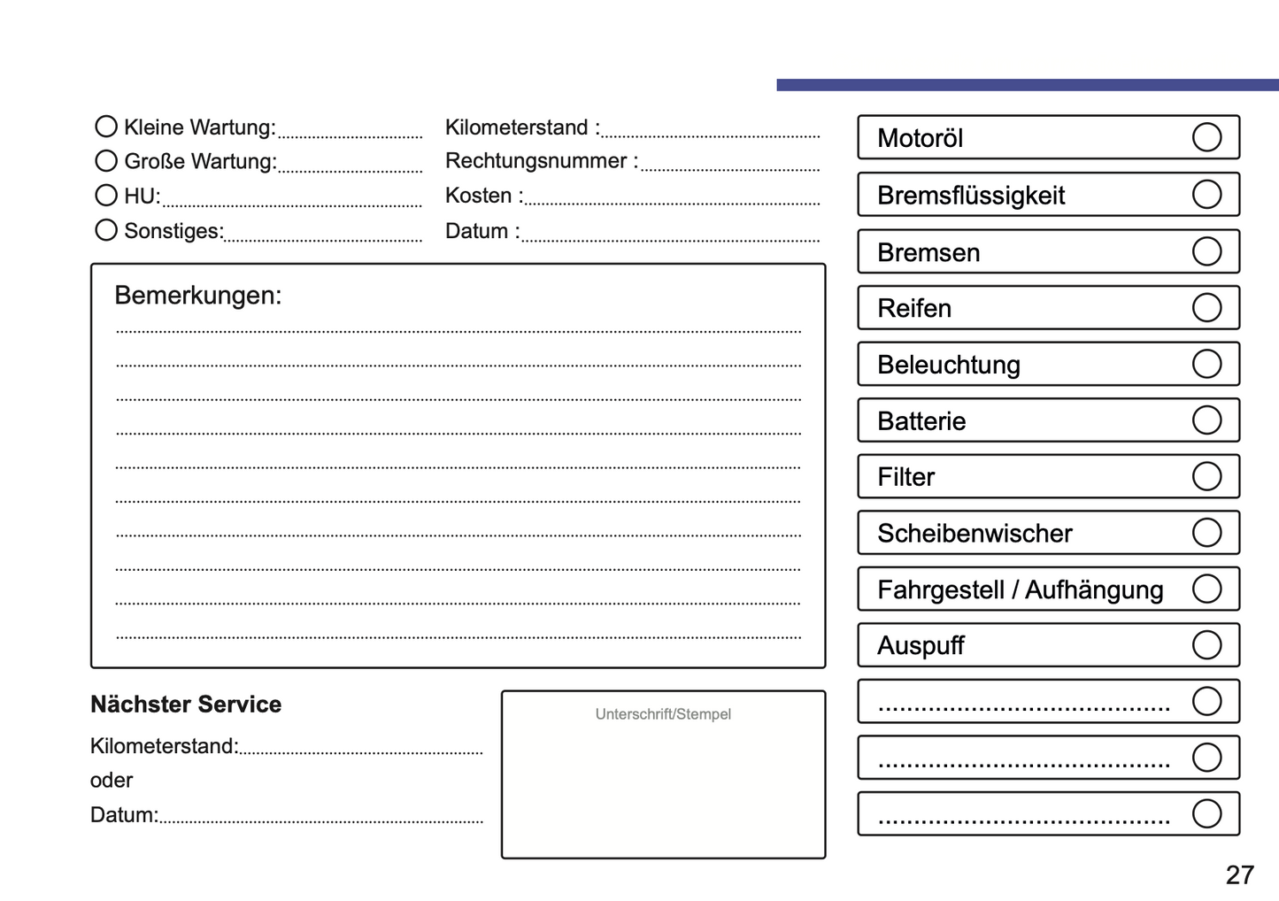 Jeep Maintenance Book | German