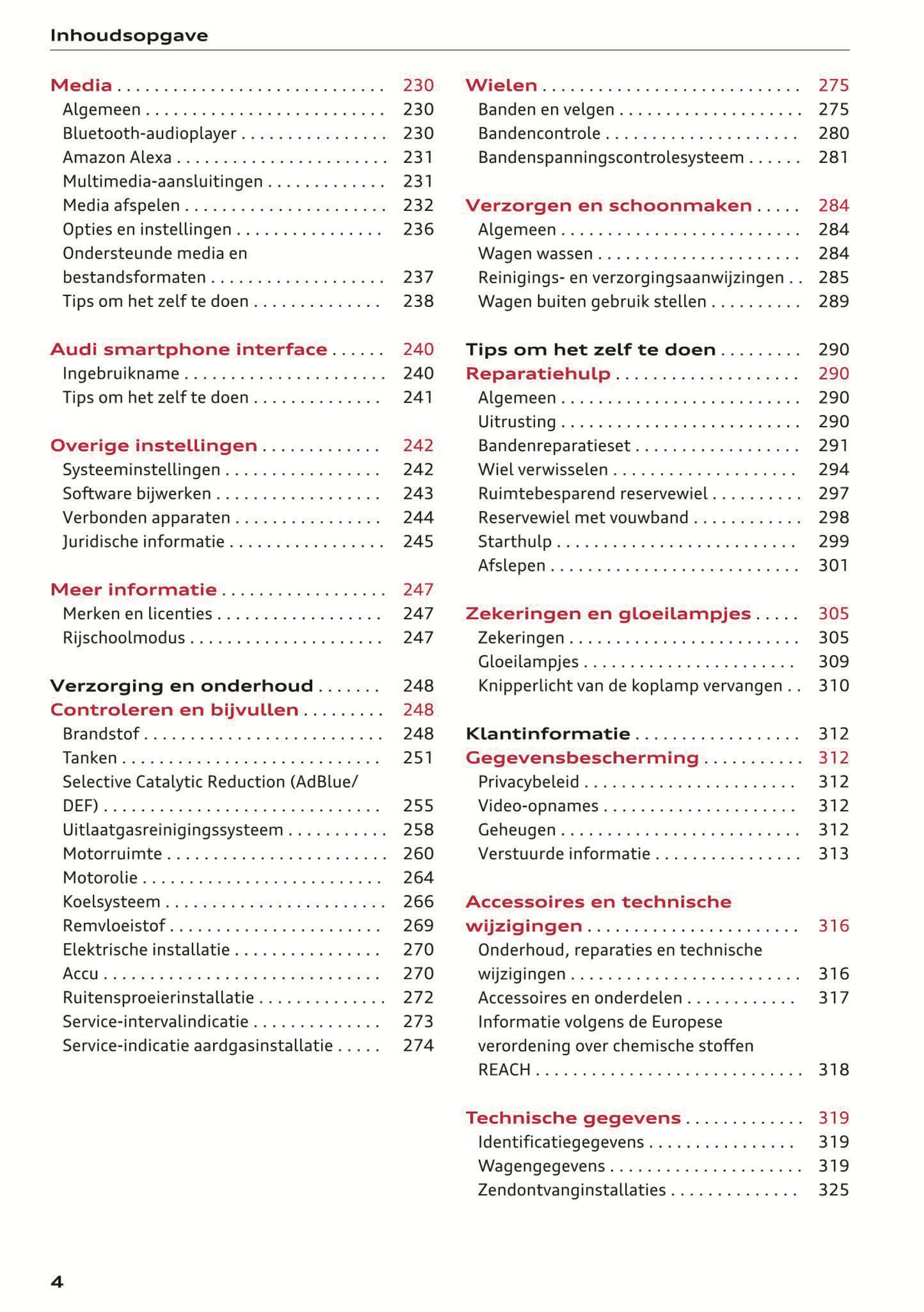 2021 Audi A4/S4/RS 4 Gebruikershandleiding | Nederlands