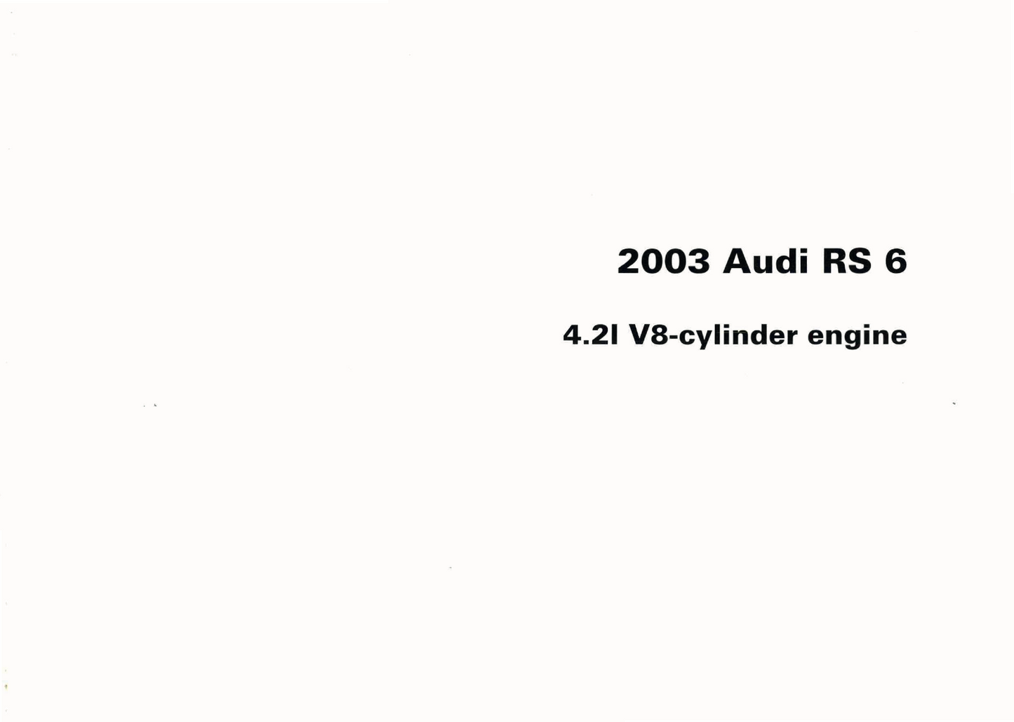 2003 Audi RS 6 Owner's Manual | English