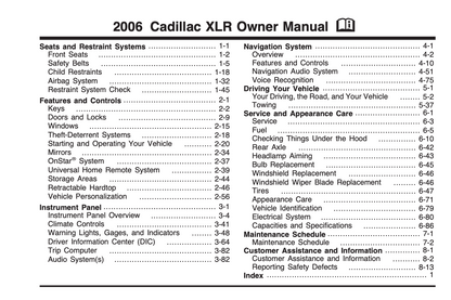 2006 Cadillac XLR Owner's Manual | English