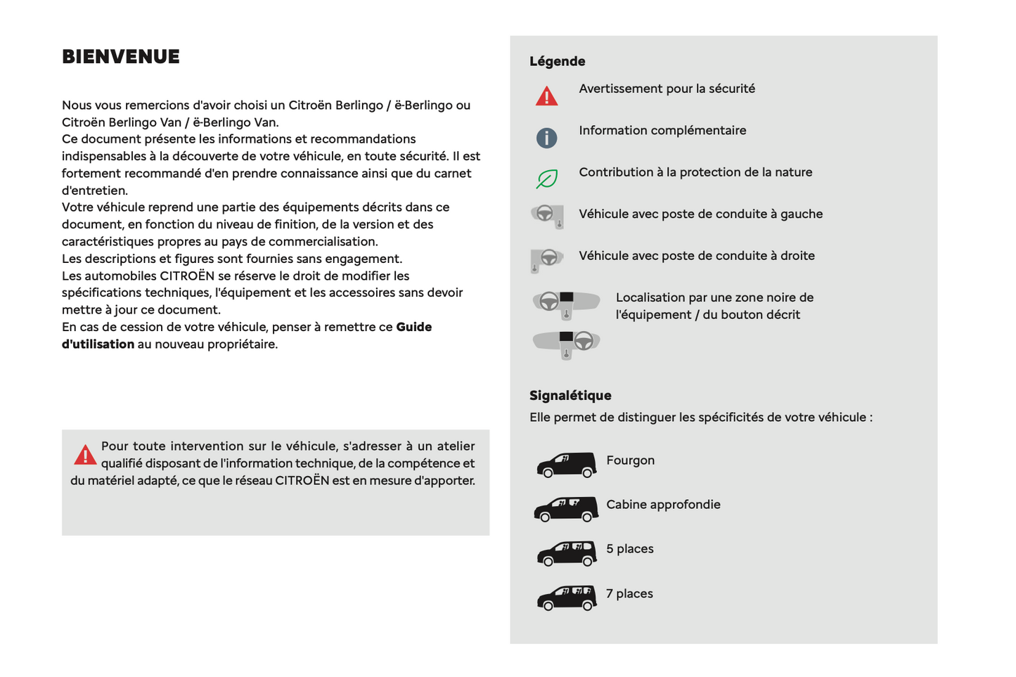 2024 Citroën Berlingo/ë-Berlingo/Berlingo Van/ë-Berlingo Van Owner's Manual | French