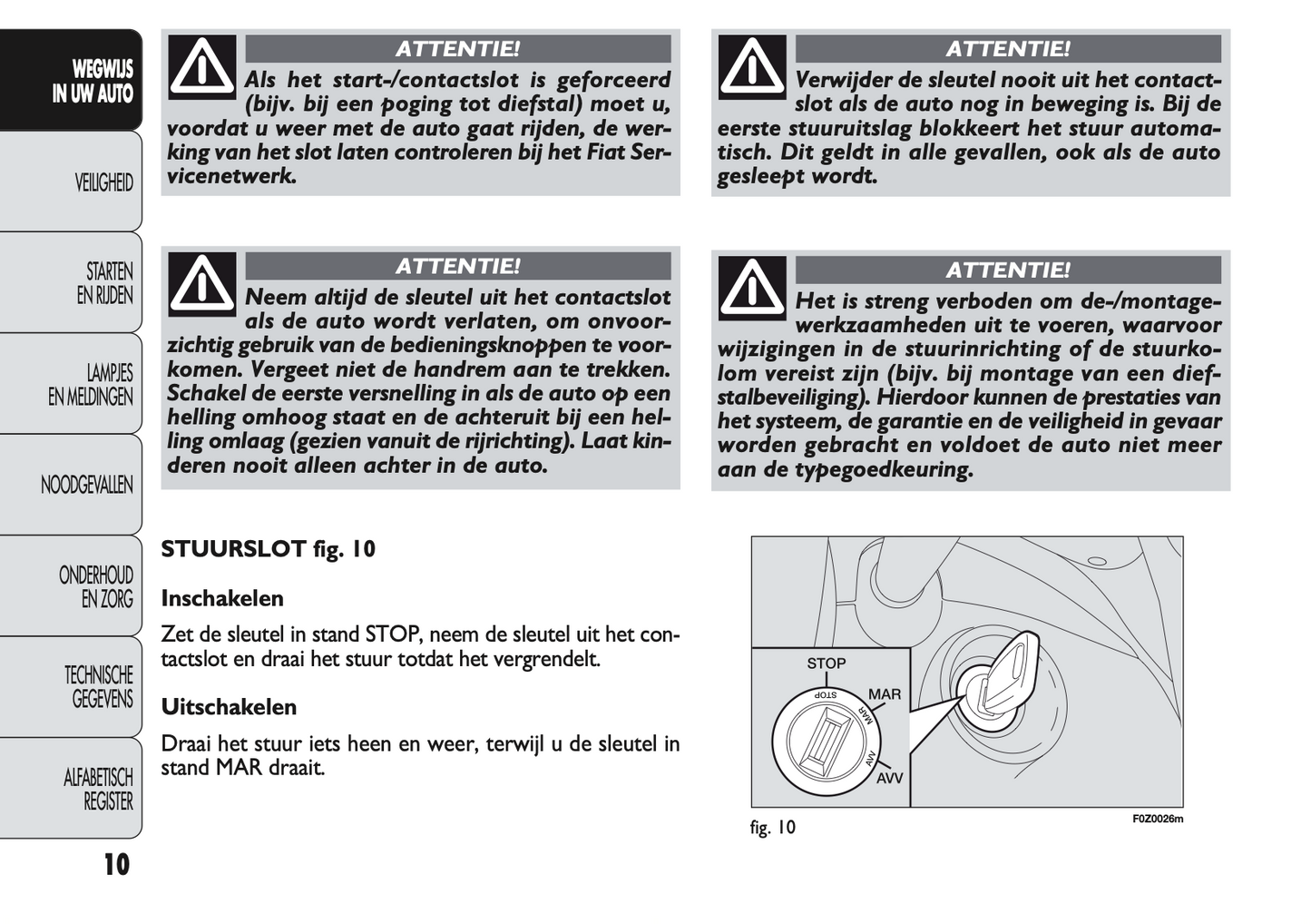 2009-2010 Fiat Panda Owner's Manual | Dutch