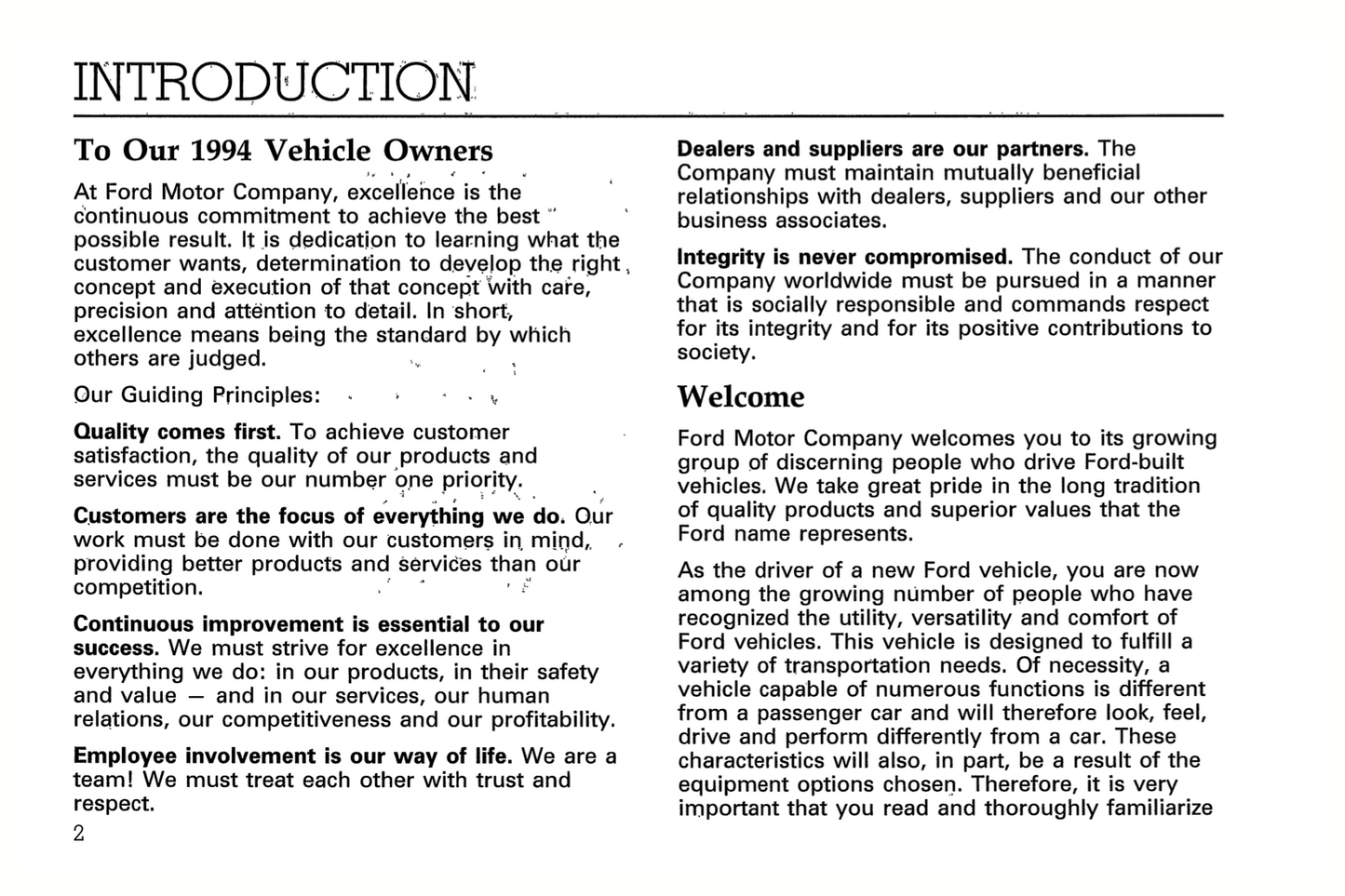 1994 Ford L-Series Owner's Manual | English