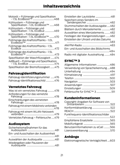 2023-2024 Ford Puma Bedienungsanleitung | Deutsch