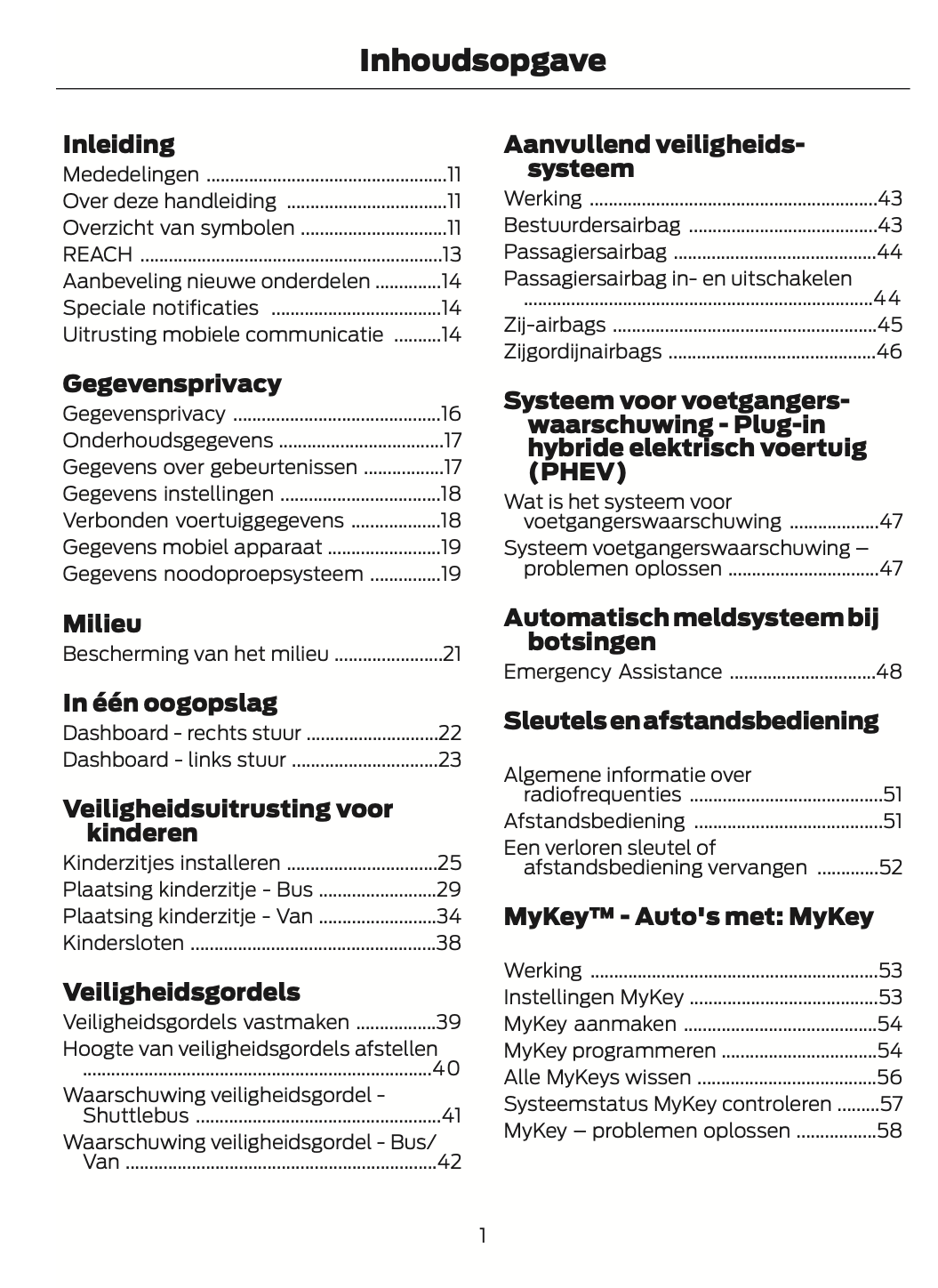 2021-2024 Ford Tourneo Custom/Transit Custom Owner's Manual | Dutch