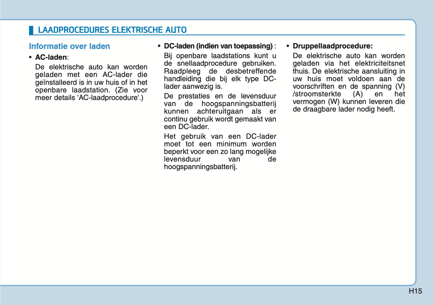 2020-2021 Hyundai Ioniq Electric Owner's Manual | Dutch