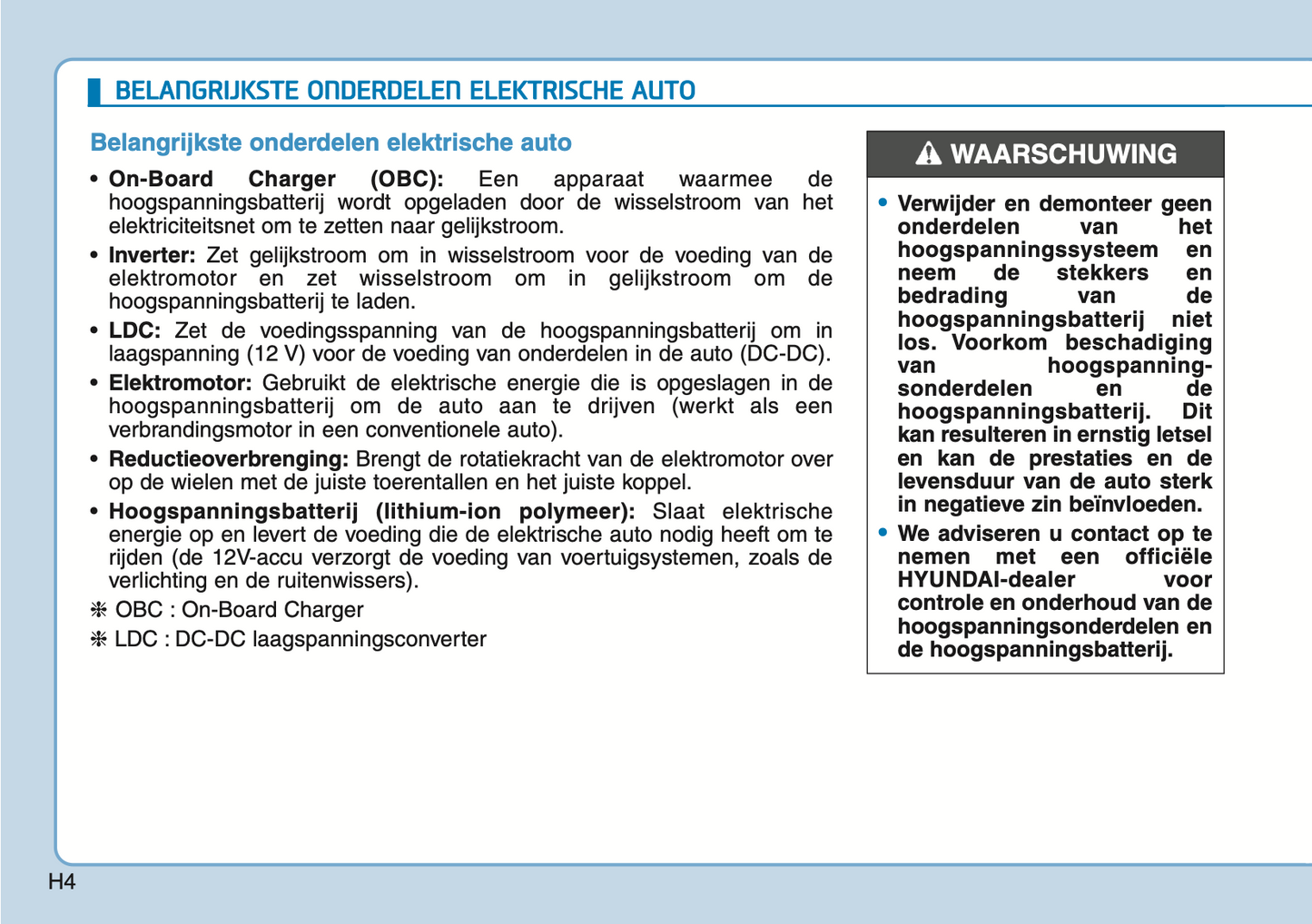 2020-2021 Hyundai Ioniq Electric Owner's Manual | Dutch