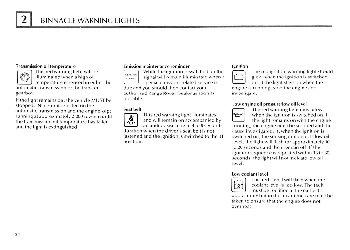 1993 Land Rover Range Rover Owner's Manual | English