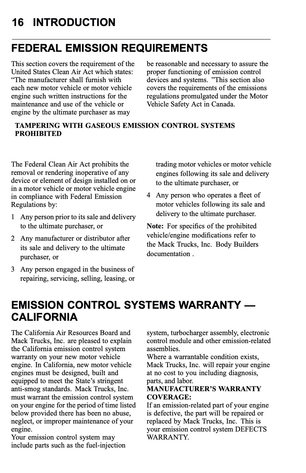 2010 Mack Pinnacle Series CHU Owner's Manual | English