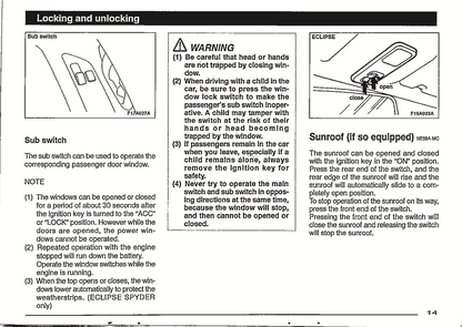 1998 Mitsubishi Eclipse Owner's Manual | English