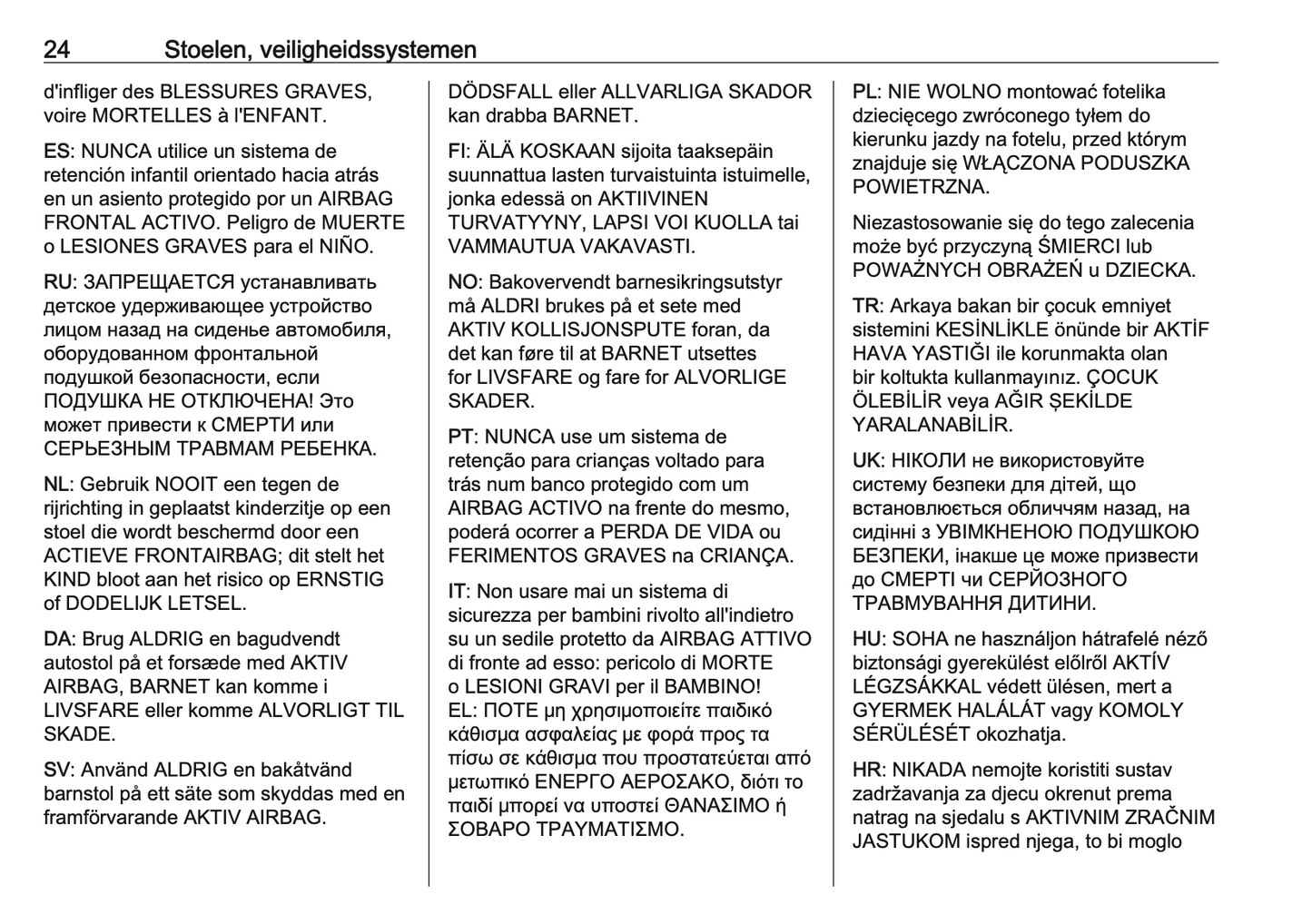 2024-2025 Opel Frontera Owner's Manual | Dutch