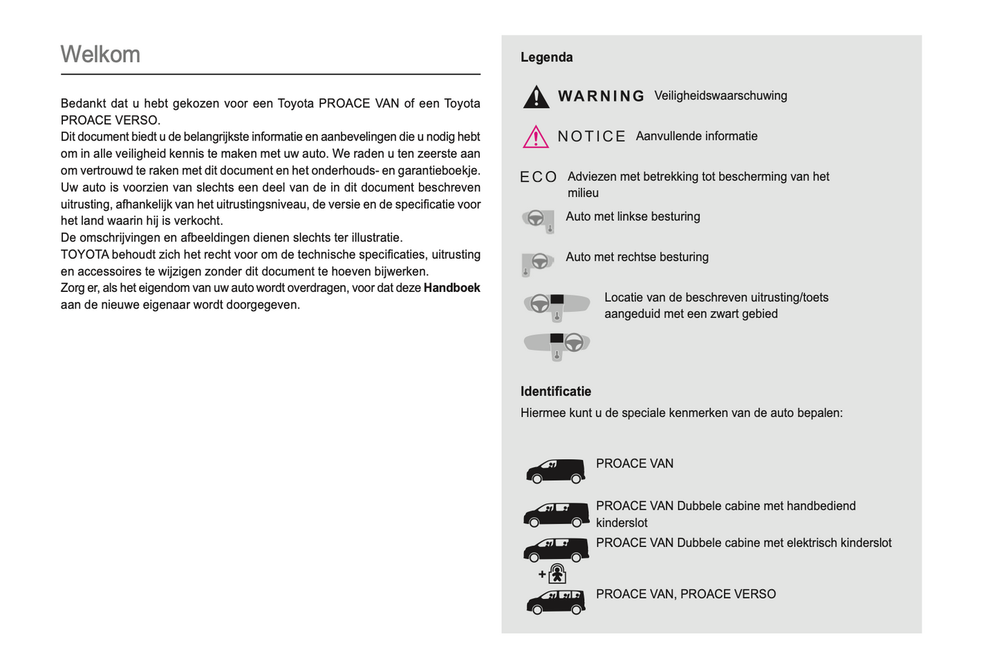 2021-2022 Toyota Proace Van/Proace Verso Gebruikershandleiding | Nederlands