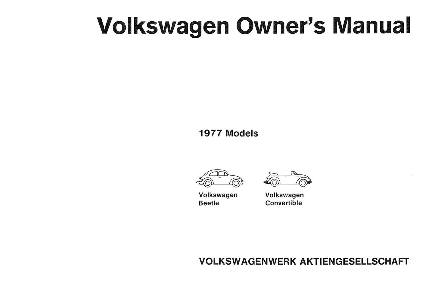 1977 Volkswagen Beetle Owner's Manual | English