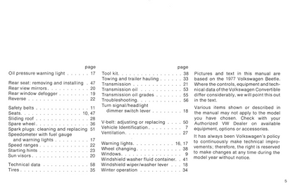 1978 Volkswagen Beetle Owner's Manual | English