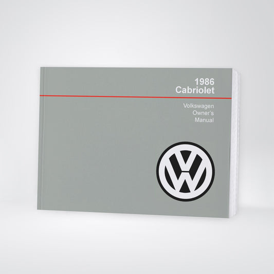 1986 Volkswagen Cabriolet Owner's Manual | English