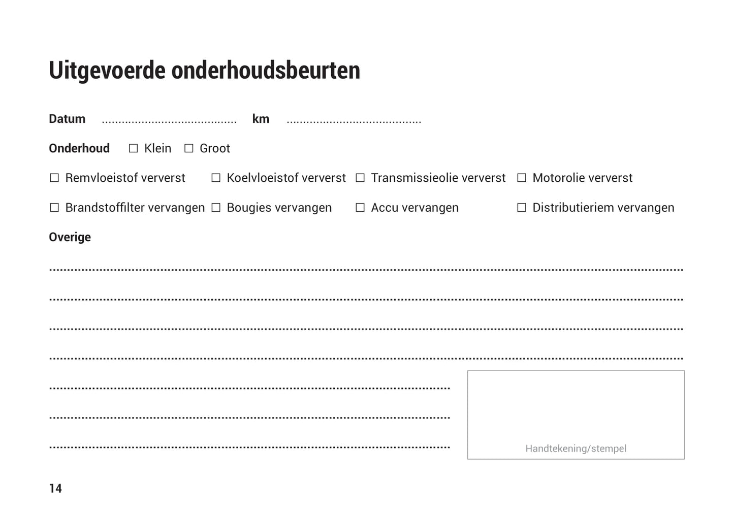 Universeel Garantie- en onderhoudsboekje