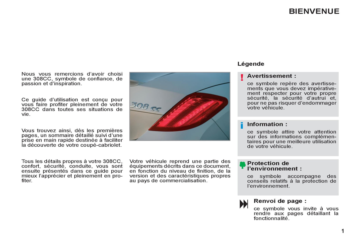 2011-2013 Peugeot 308 cc Owner's Manual | French