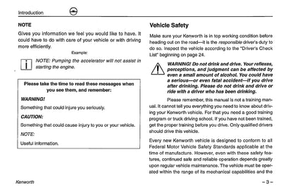 1996-2003 Kenworth K100/W900/T600/T800/C500 Owner's Manual | English