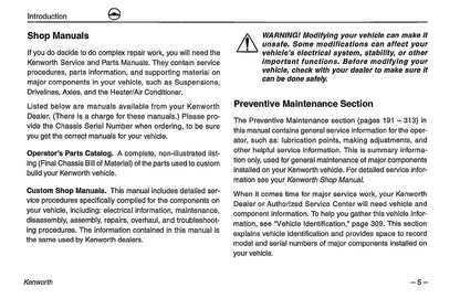 1996-2003 Kenworth K100/W900/T600/T800/C500 Owner's Manual | English