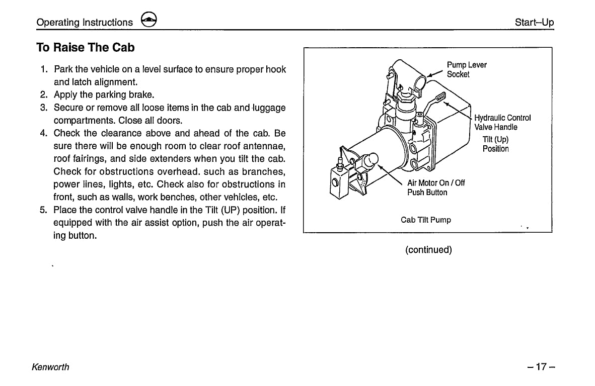 1996-2003 Kenworth K100/W900/T600/T800/C500 Owner's Manual | English