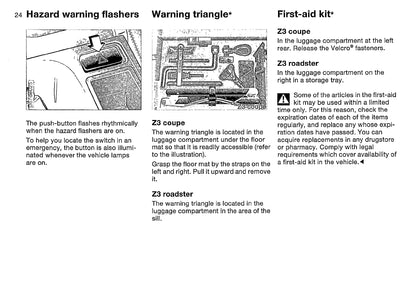 2001 BMW Z3 Owner's Manual | English