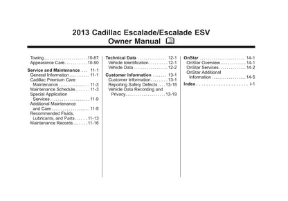 2013 Cadillac Escalade / ESV Manuel du propriétaire | Anglais