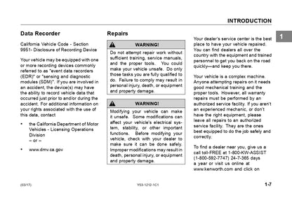 2017 Kenworth T170/T270/T370 Owner's Manual | English