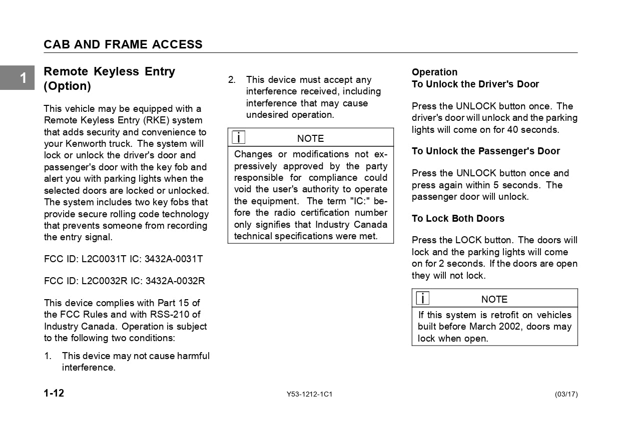 2017 Kenworth T170/T270/T370 Owner's Manual | English