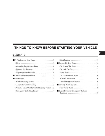 2005 Chrysler Crossfire SRT6 Owner's Manual | English