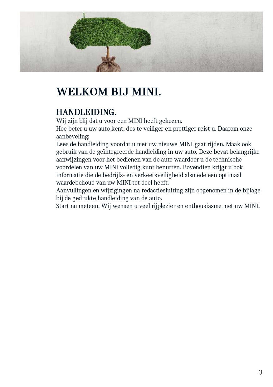 2020 Mini Cooper SE Owner's Manual | Dutch