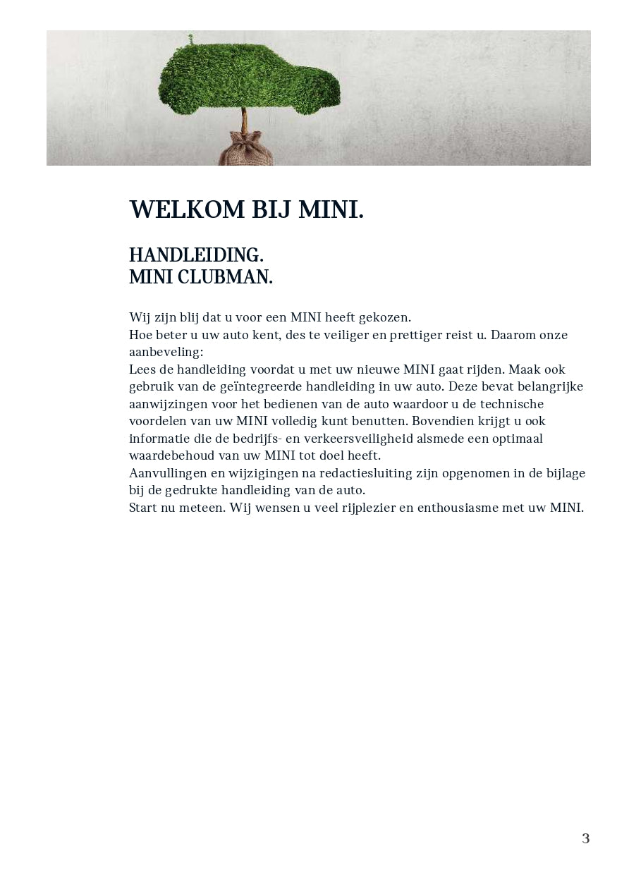 2020 Mini Clubman Owner's Manual | Dutch