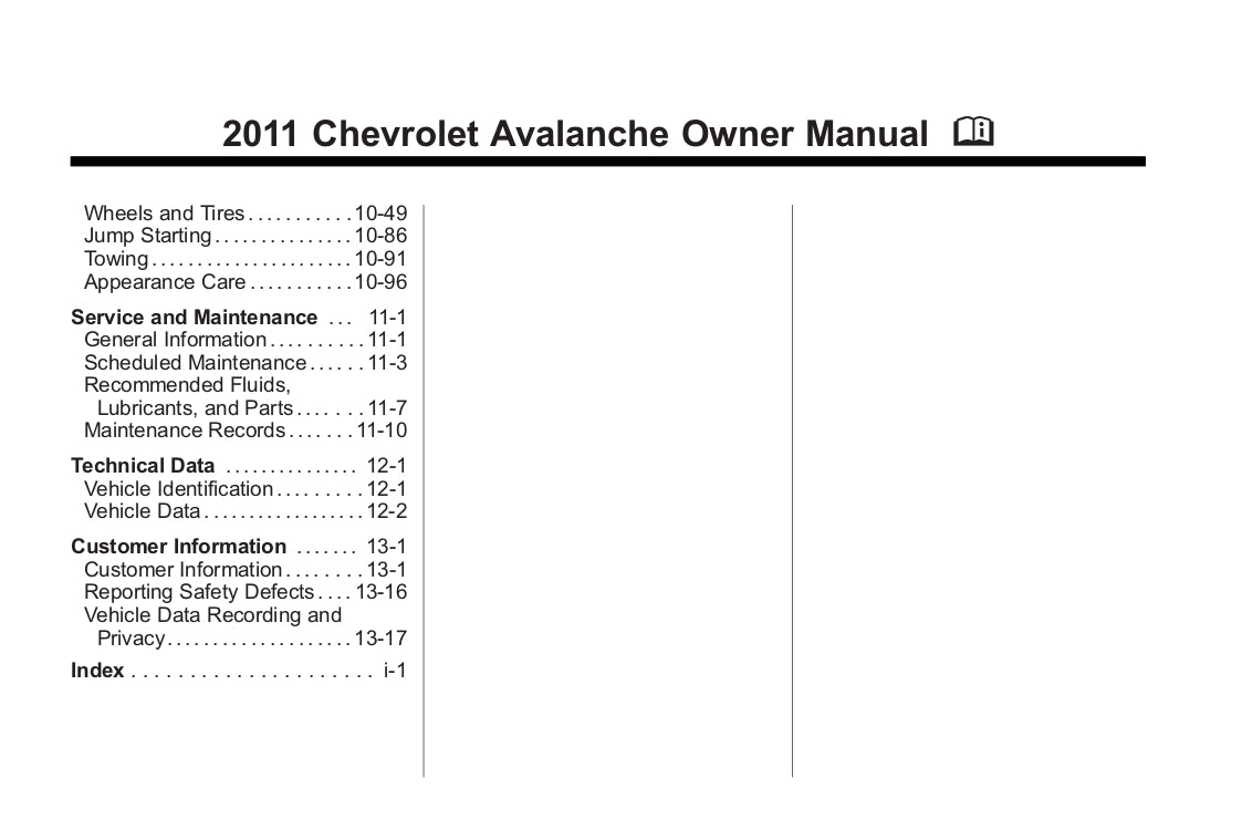 2011 Chevrolet Avalanche Gebruikershandleiding | Engels