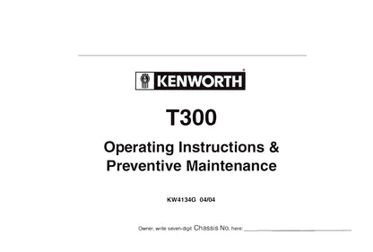 2005 Kenworth T300 Owner's Manual | English