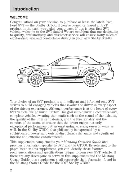 2007 Ford Shelby GT500 Aanvullende Handleiding | Engels