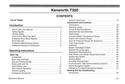 2005 Kenworth T300 Owner's Manual | English