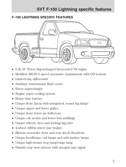 2004 Ford SVT F-150 Aanvullende Handleiding | Engels