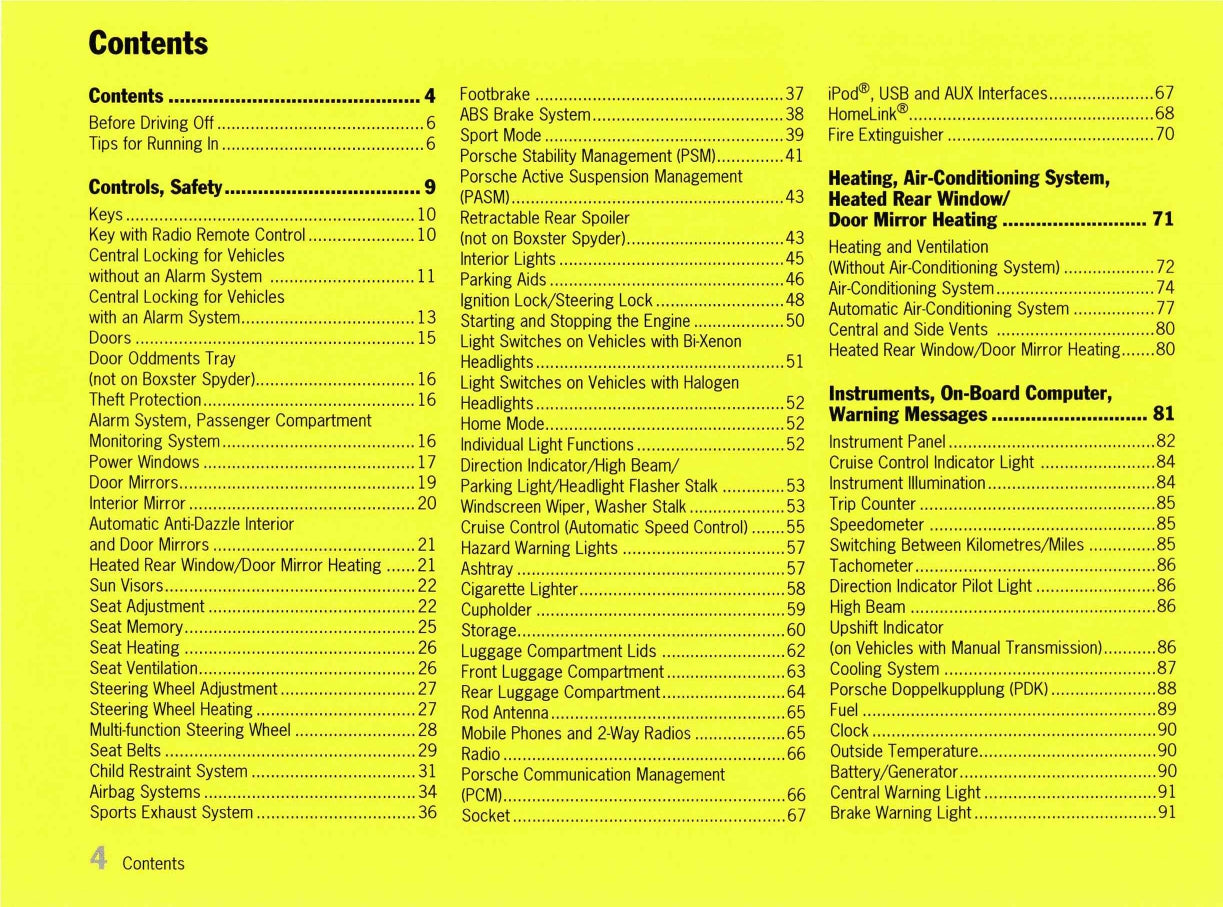 2012 Porsche Boxster/Boxster S/Boxster Spyder Owner's Manual | English