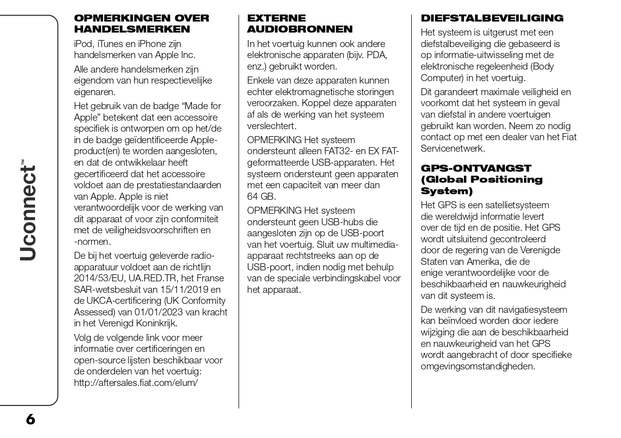 2023 Fiat Ducato UConnect 10inch Infotainment Manual | Dutch