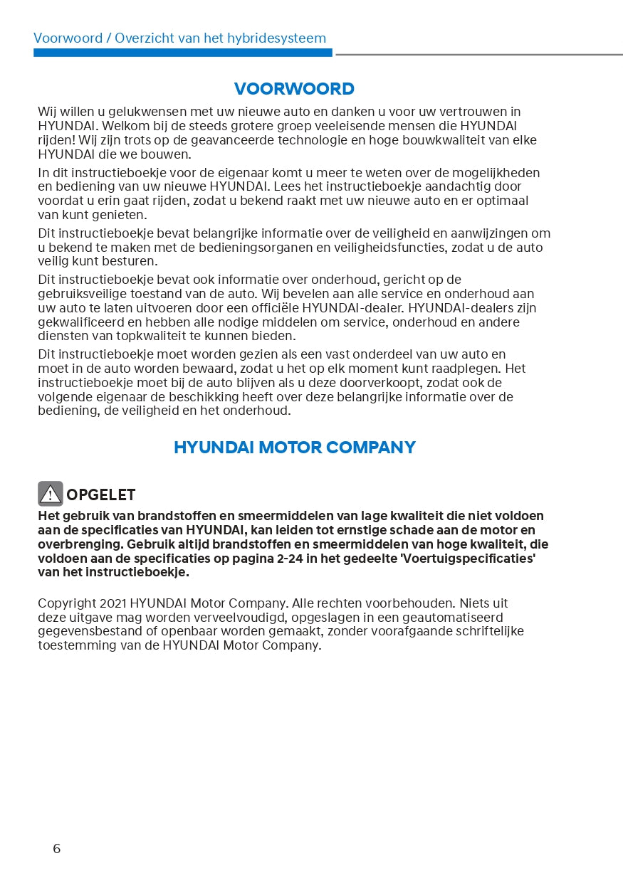 2022 Hyundai Tucson Hybrid/Tucson Plug-in Hybrid Owner's Manual | Dutch