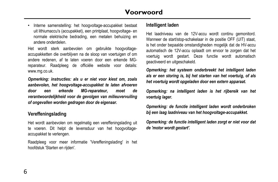 2020-2023 MG Ehs PHEV Gebruikershandleiding | Nederlands