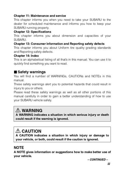 2003 Subaru Baja Owner's Manual | English