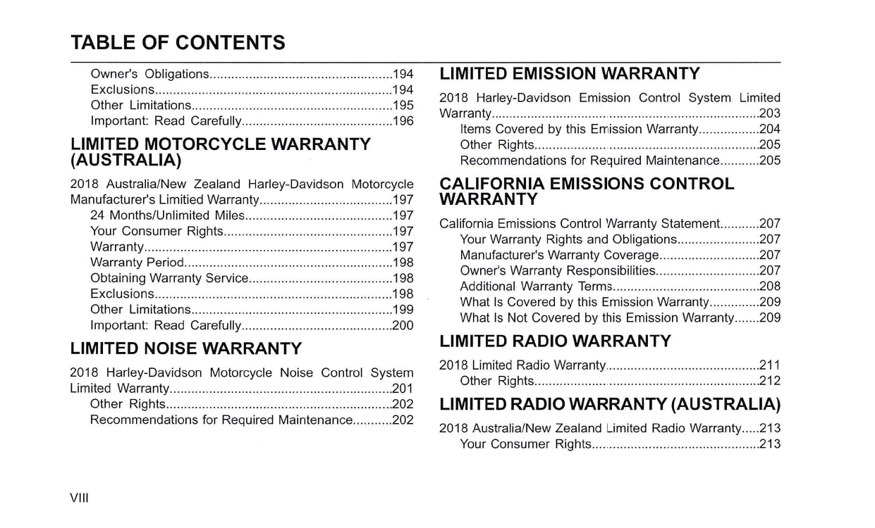 2018 Harley-Davidson FLTRXSE  Owner's Manual | English