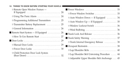 2010 Chrysler Sebring Bedienungsanleitung | Englisch